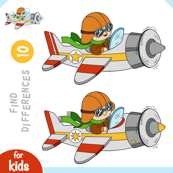 子供,パイロット,飛行機のための違い,教育ゲームを見つける - ベクター画像
