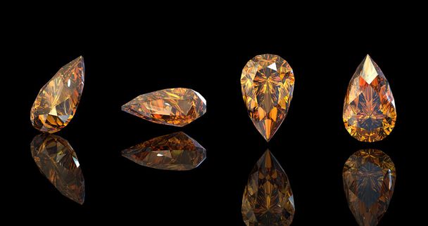 Pear. Citrine. Collections of jewelry gems on black - Photo, Image