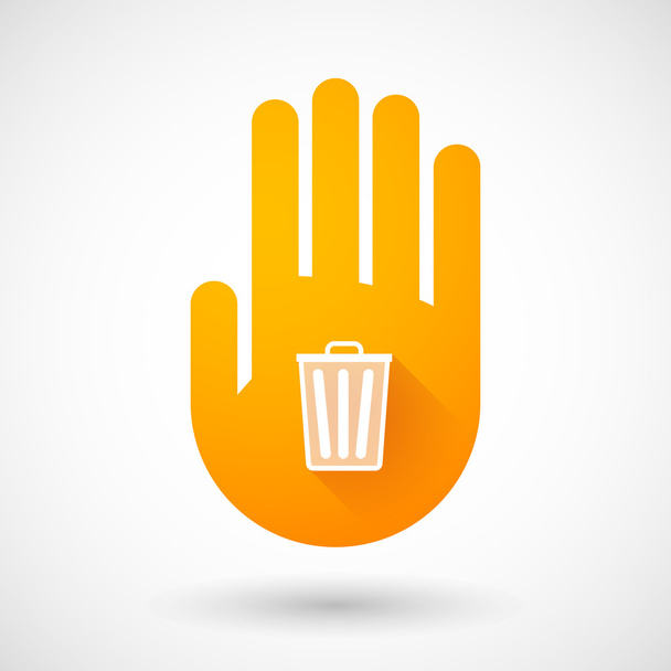 Orangefarbenes Handsymbol mit Mülleimer - Vektor, Bild