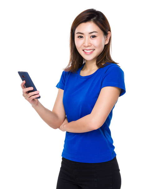 Asian young woman in blue t-shirt - Foto, immagini
