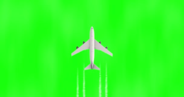 Uçak uçuşu. Yukarıdan uçak görüntüsü, yeşil ekranda izole edilmiş, pürüzsüz bir döngü. - Video, Çekim