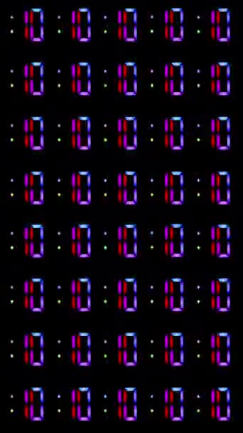 красочные радужные цифровые цифры часы в вертикальном положении - Кадры, видео