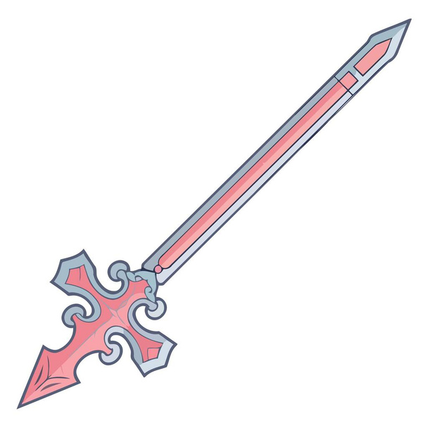 A középkori kard vektor alapú körvonala, kiemelve a fényes pengét és a hagyományos markolatot kereszttartóval.. - Vektor, kép