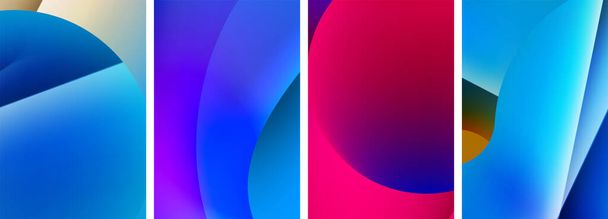 Un collage vibrante con colorido con tonos de púrpura, violeta, magenta y azul eléctrico en rectángulos simétricos. Una hermosa muestra de arte y tintes - Vector, imagen