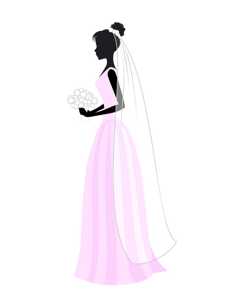 невеста в свадебном платье - Вектор,изображение