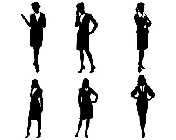 Four businesswoman silhouettes - Vector, Image