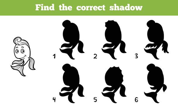 Find the correct shadow (fish) - Vector, Image