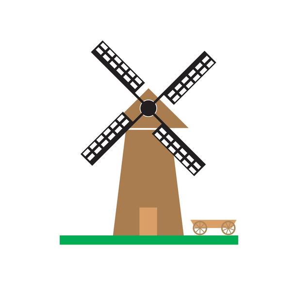 Moulin à vent sur l'illustration vectorielle de prairie verte
. - Vecteur, image