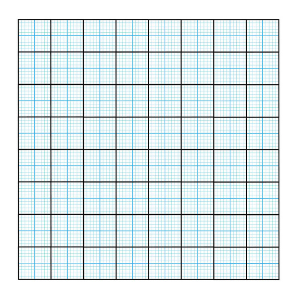 Vector illustration of corner rulers from isolated on white background. Blue plotting graph paper grid. Vertical and horizontal measuring scales. Millimeter graph paper grid template. - Vektor, kép