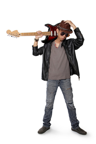 Blues guitarrista pose
 - Foto, Imagem
