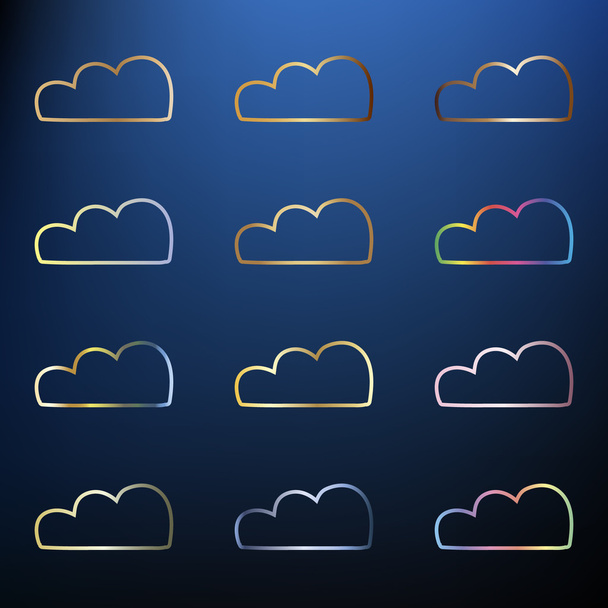 Ilustración con nubes de dibujo de línea
 - Vector, imagen