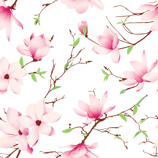 Spring magnolia flowers seamless pattern - Vecteur, image
