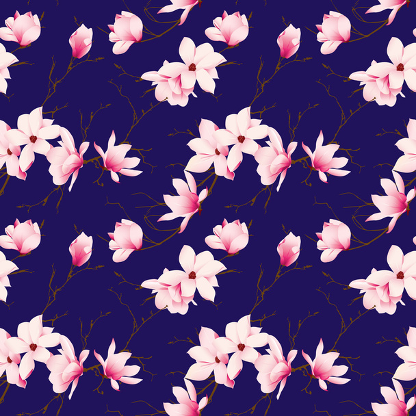 Spring magnolia seamless vector pattern - Vettoriali, immagini
