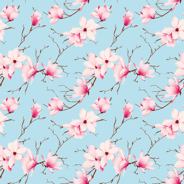 Spring magnolia seamless vector pattern - Vektori, kuva