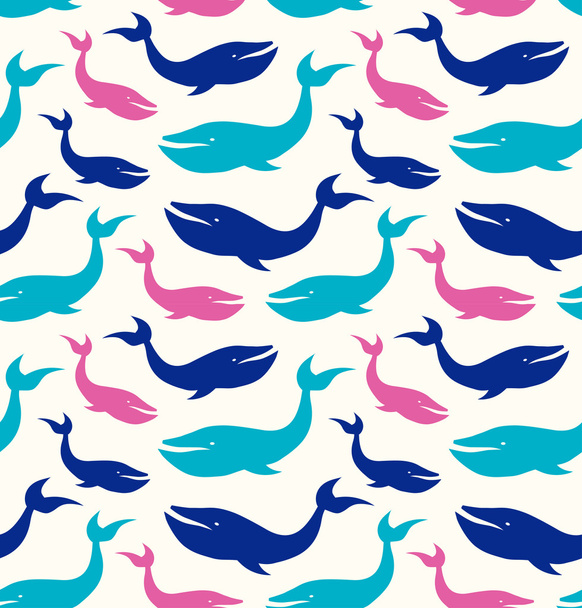 Seamless pattern with whale - Vector, afbeelding