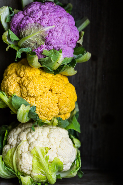 Rainbow of organic cauliflower - Photo, Image