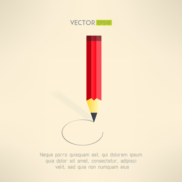Red pencil drawing a circle line. Artwork concept. Education background. Vector illustration. - Vector, Image