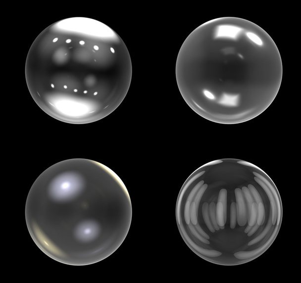 Groupe de boules de verre sur fond noir
 - Photo, image