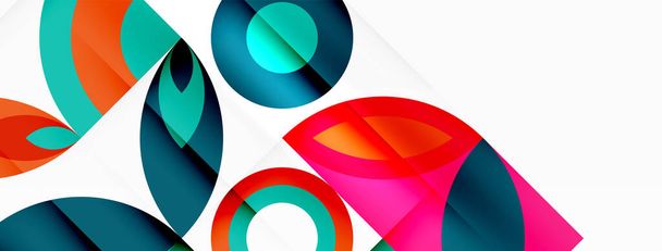 Een creatief kunstwerk met een symmetrisch patroon van kleurrijke cirkels op een witte achtergrond, vergelijkbaar met een vleugel van glas met elektrische blauwe accenten - Vector, afbeelding