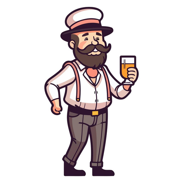 Un'icona vettoriale di un costume da uomo dell'Oktoberfest con barba e baffi - Vettoriali, immagini