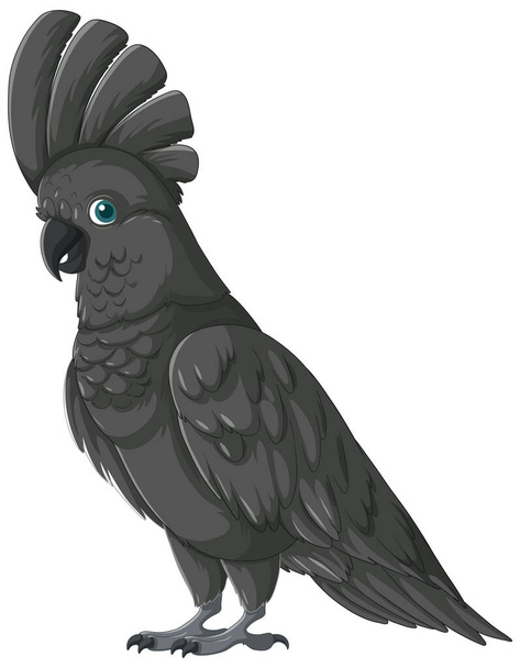 Gray cockatoo with a prominent crest illustrated. - Vector, Image