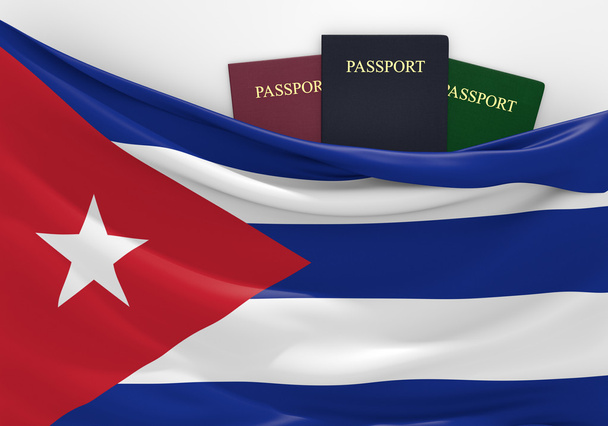 Travel and tourism in Cuba, with assorted passports - Photo, Image