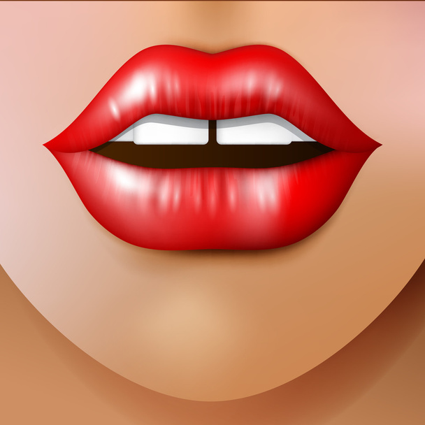 glanzende rode lippen - Vector, afbeelding