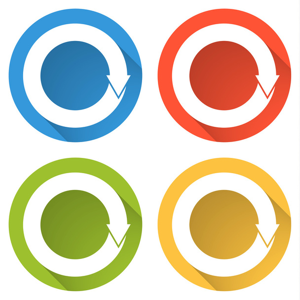 Коллекция из 4 изолированных плоских кнопок (значков) для перезагрузки
 - Вектор,изображение