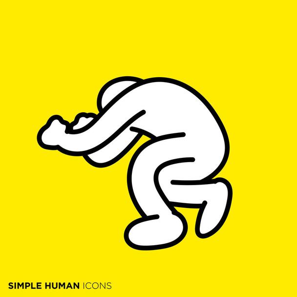 Simple serie icono humano, agacharse persona - Vector, imagen