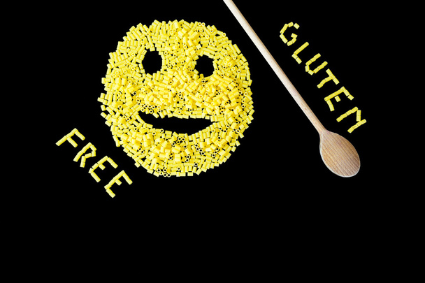 gluten free pasta on a black background - Photo, Image