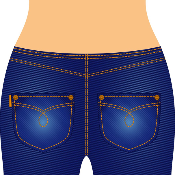 Los muslos femeninos están en jeans con bolsillos
. - Vector, Imagen