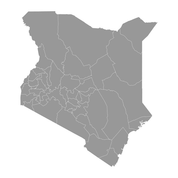 Keniaanse kaart met administratieve afdelingen. Vectorillustratie. - Vector, afbeelding