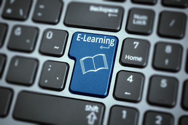 E-learning button on keyboard , - Photo, Image