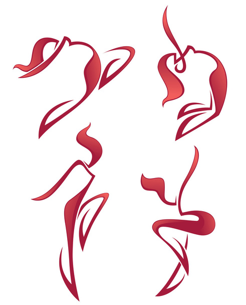 Vector collection of abstract women in dancing poses - Wektor, obraz