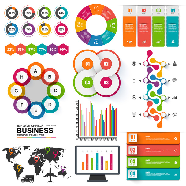set van infographics vector ontwerpsjabloon - Vector, afbeelding