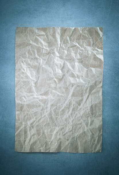wrinkled paper at metal background - Photo, Image