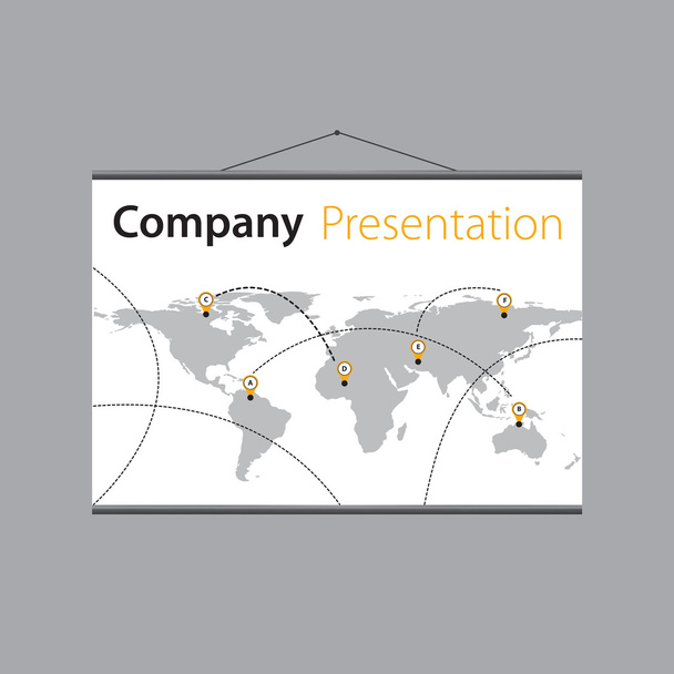 presentation of the companys global delivery on projector screen. Vector design. - Vektor, obrázek