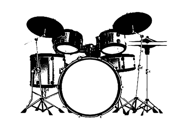 silhouette τύμπανα κρουστά ορχήστρα μουσικό όργανο τζαζ ροκ παίζουν μουσική διάνυσμα εικόνα μαύρο - Φωτογραφία, εικόνα