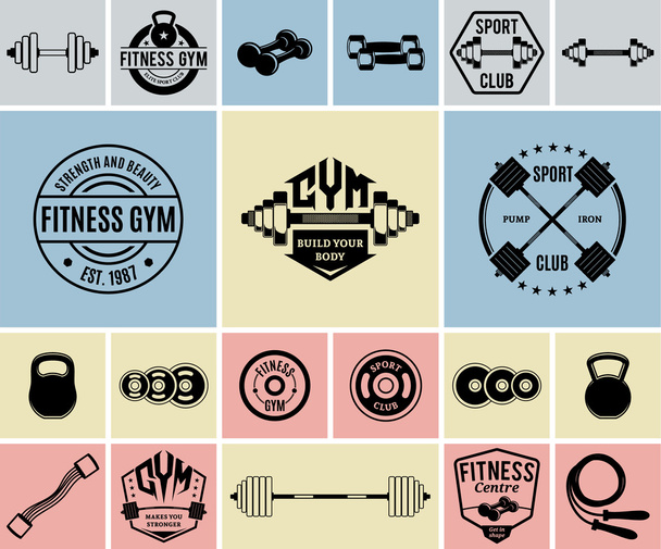 Logotypes, icônes et modèles d'étiquettes vectoriels de conditionnement physique et de gymnase
 - Vecteur, image