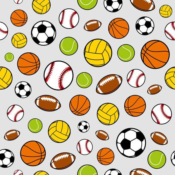Vector Sports Balls Seamless Background, Sports Equipment, Pattern - Vector, Image