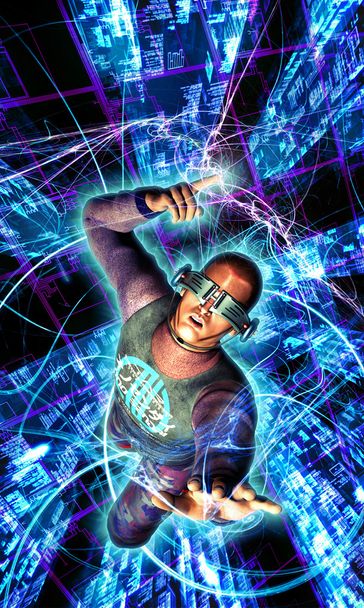 Futuro hombre cyberpunk neuromancer hacker
 - Foto, imagen