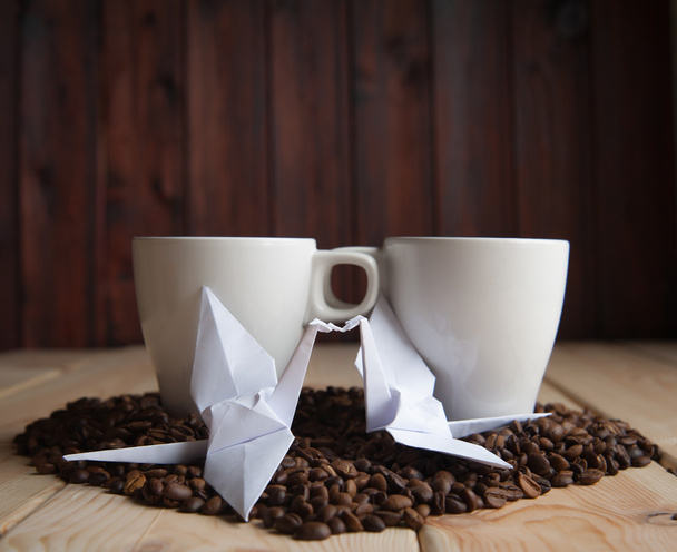 Cup of coffee with crane - Photo, Image