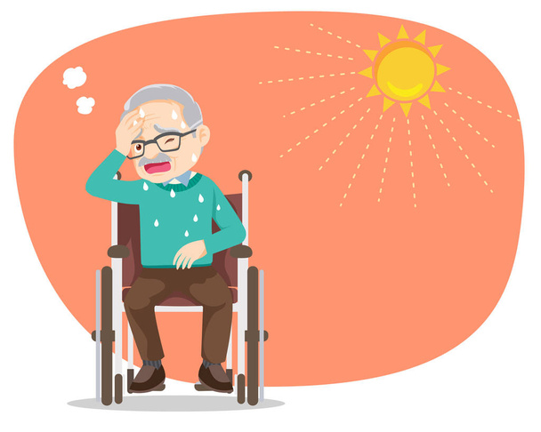 elderly man thirsty from heat of the summer sun.older feels so thirsty because of hot weather - Vector, afbeelding