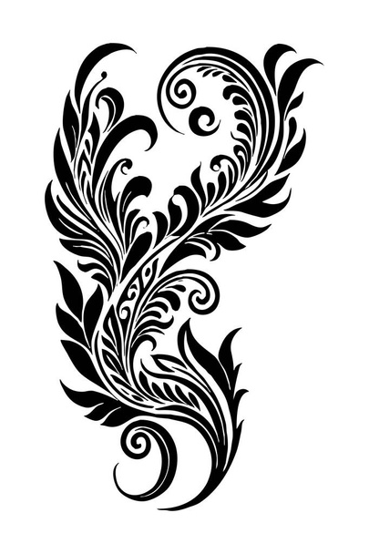 Botanický černobílý vzor. Pro tetování, plakáty, textil, potisk triček. - Fotografie, Obrázek