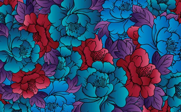 abstract bloemmotief met de hand - getekende kleurrijke bloemen. - Vector, afbeelding