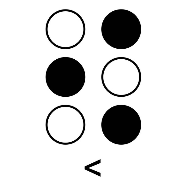 Indicating less than symbol in braille language. - Vector, Image
