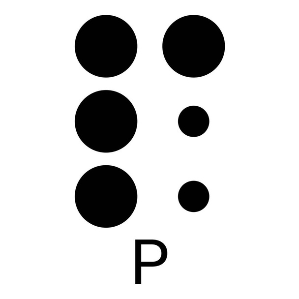 Recognizing P letter by with raised dots. - Vector, Image