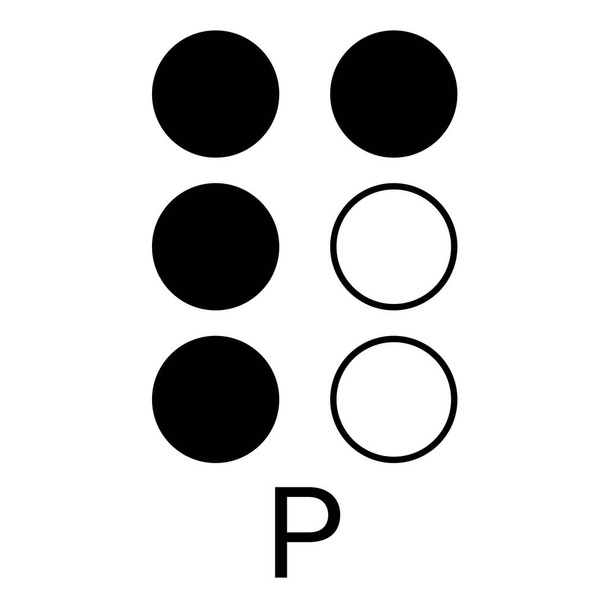 Identifying letter P with raised dot method. - Vector, Image