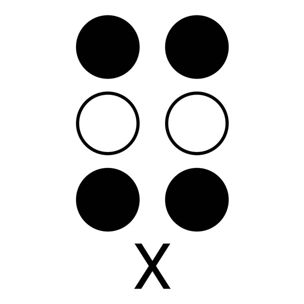 Letter X in braille for impaired people. - Vector, Image