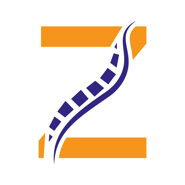 Letter Z Backbone Logo Concept For Healthcare Symbol. Back Pain Sign - Vector, Image